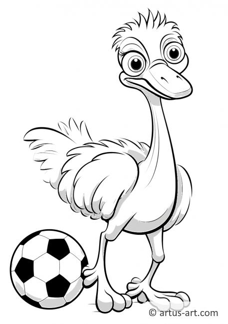 Ostrich Playing Soccer Coloring Page